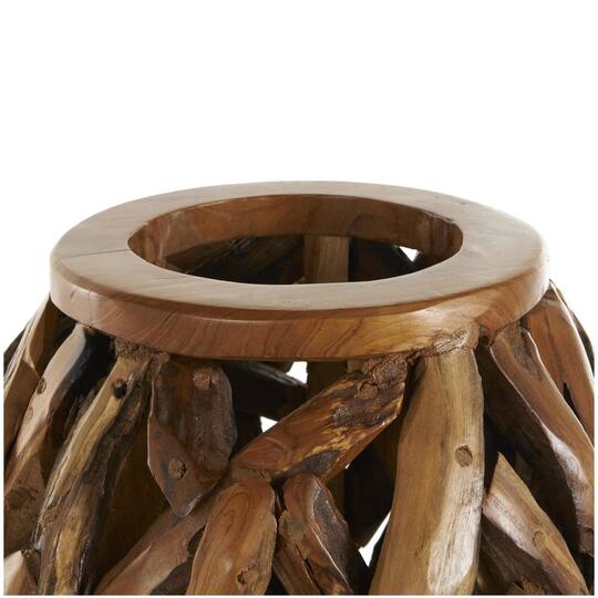 15.5" Brown Teak Wood Handmade Live Edge Tree Branch Vase